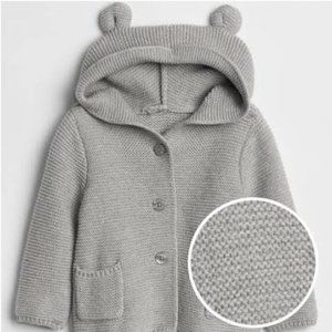 Gap Baby Knit Bunny Bear Garter Cardigan Gray Sweater * 6 - 12 mo. *